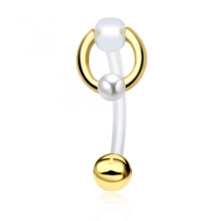 Christina Piercing Intimpiercing Bauchnabelpiercing mit 3mm-Perle Bioflex silberfarbig schwarz gold