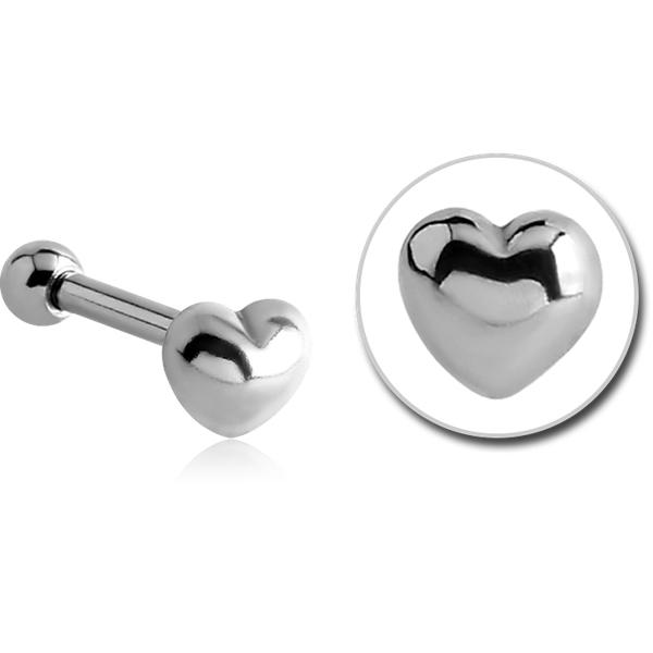 Stahl Piercing Motiv Herz nur Aufsatz oder mit Barbell oder Labret (wählbar)