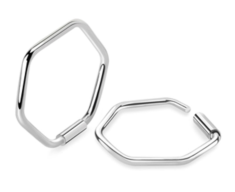 Nasenring 925er Sterling Silber Hexagon  0.6mm x8mm/10mm/12mm