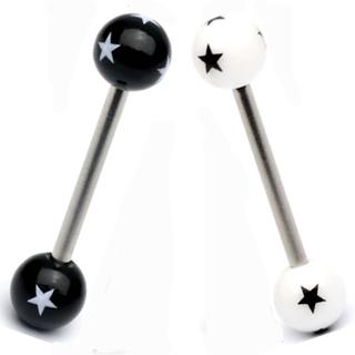 ps13959 Barbell Piercing Sterne Kugeln aus Acryl Stahl Hantel