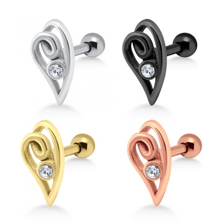 Helix Tragus Piercing Kristalldesign silberfarbig schwarz goldfarbig roségoldfarbig