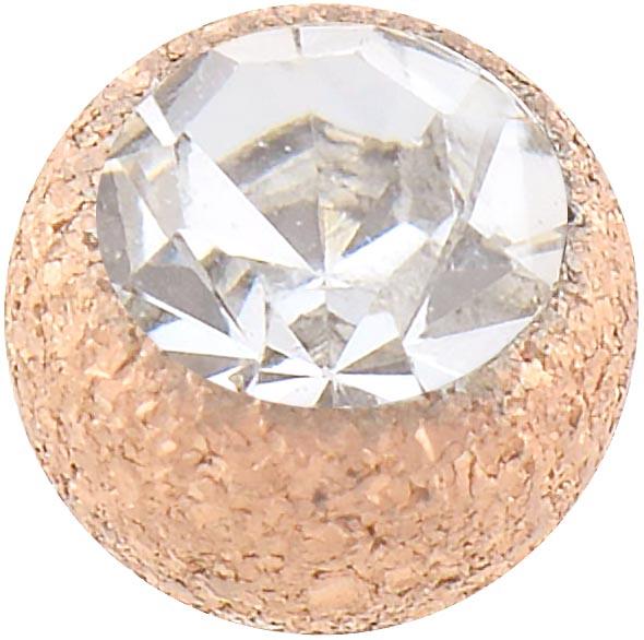 Stahl Piercing Kugel in Diamantoptik mit Kristall roségoldfarbig Verschluss Schraubkugel