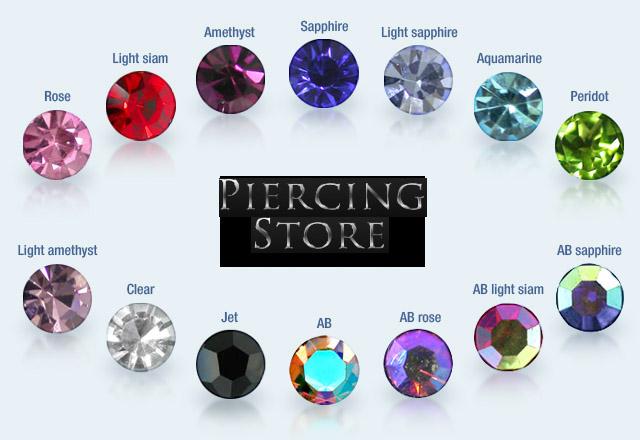 crystalcolors_1_1_1 Nasenstecker Pin Kristall Blume 7 Farben Silber Nasenpiercing gerade