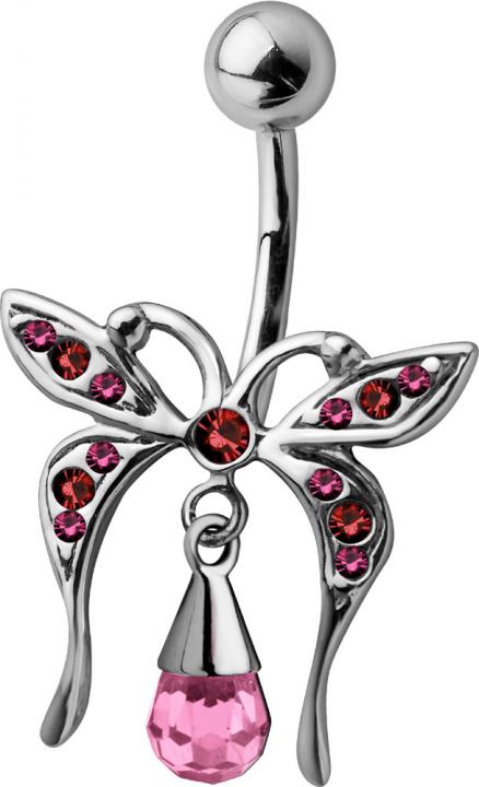 Bauchnabelpiercing Kristall Schmetterling mit geschliffenem Stein