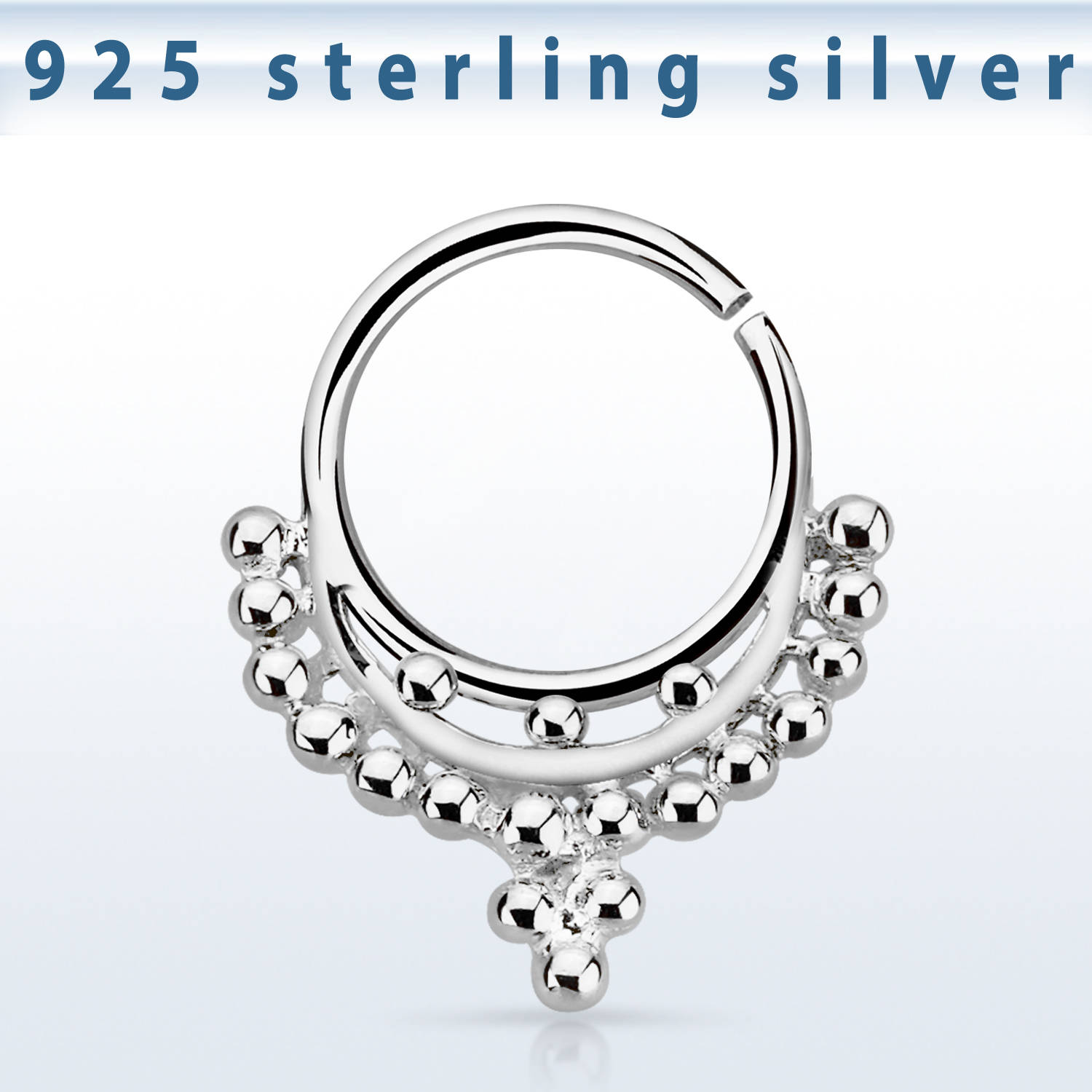 Septum Septumring 925er Sterling Silber mit Kugelkranz