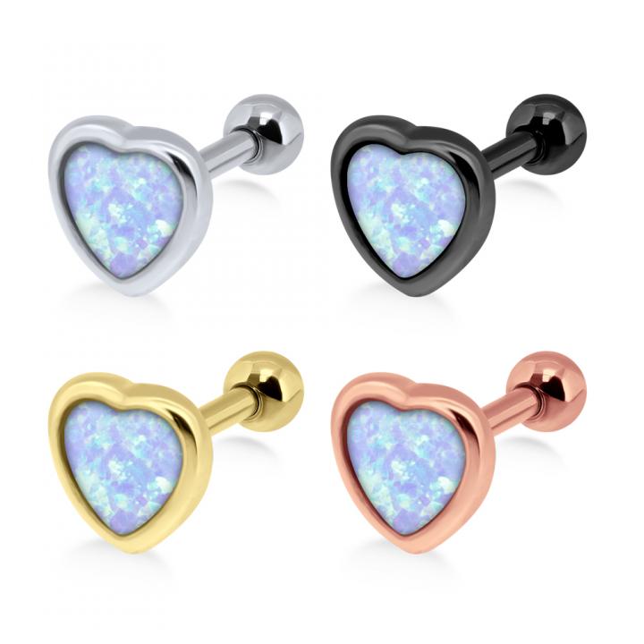 Helix Tragus Piercing synthetischer 5mm-Opal silberfarbig schwarz goldfarbig roségoldfarbig