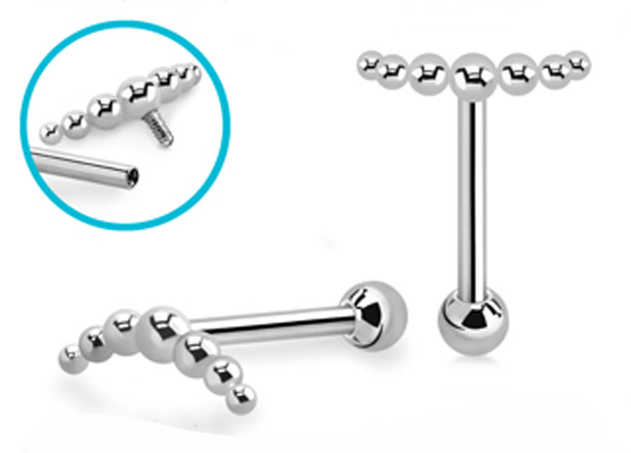 Helix Barbell Ohrpiercing Titan G23 Innengewinde mit sieben kleinen Kugeln