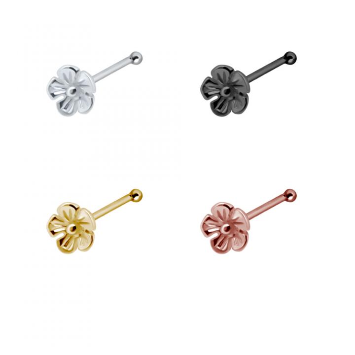 Nasenstecker Pin BLUME Silber silberfarbig schwarz goldfarbig roségoldfarbig