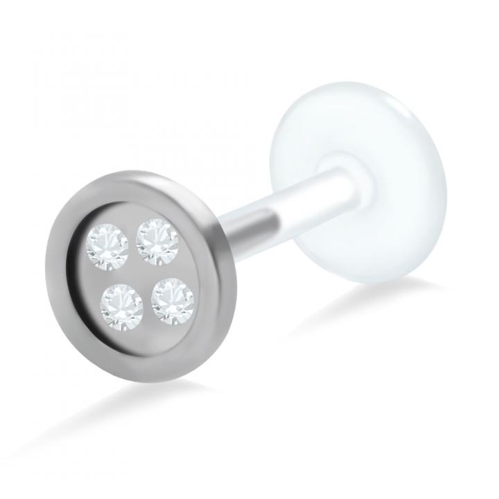 PTFE Tragus Labret Knopf silber schwarz goldfarbig roségoldfarbig