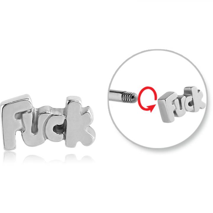 Stahl Piercing Kugel FUCK Motiv Verschluss 1.6mm Schraubkugel