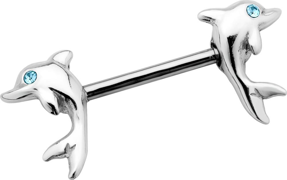 Brustwarzen-Piercing Delfine Barbell Hantel Nippel Schmuck