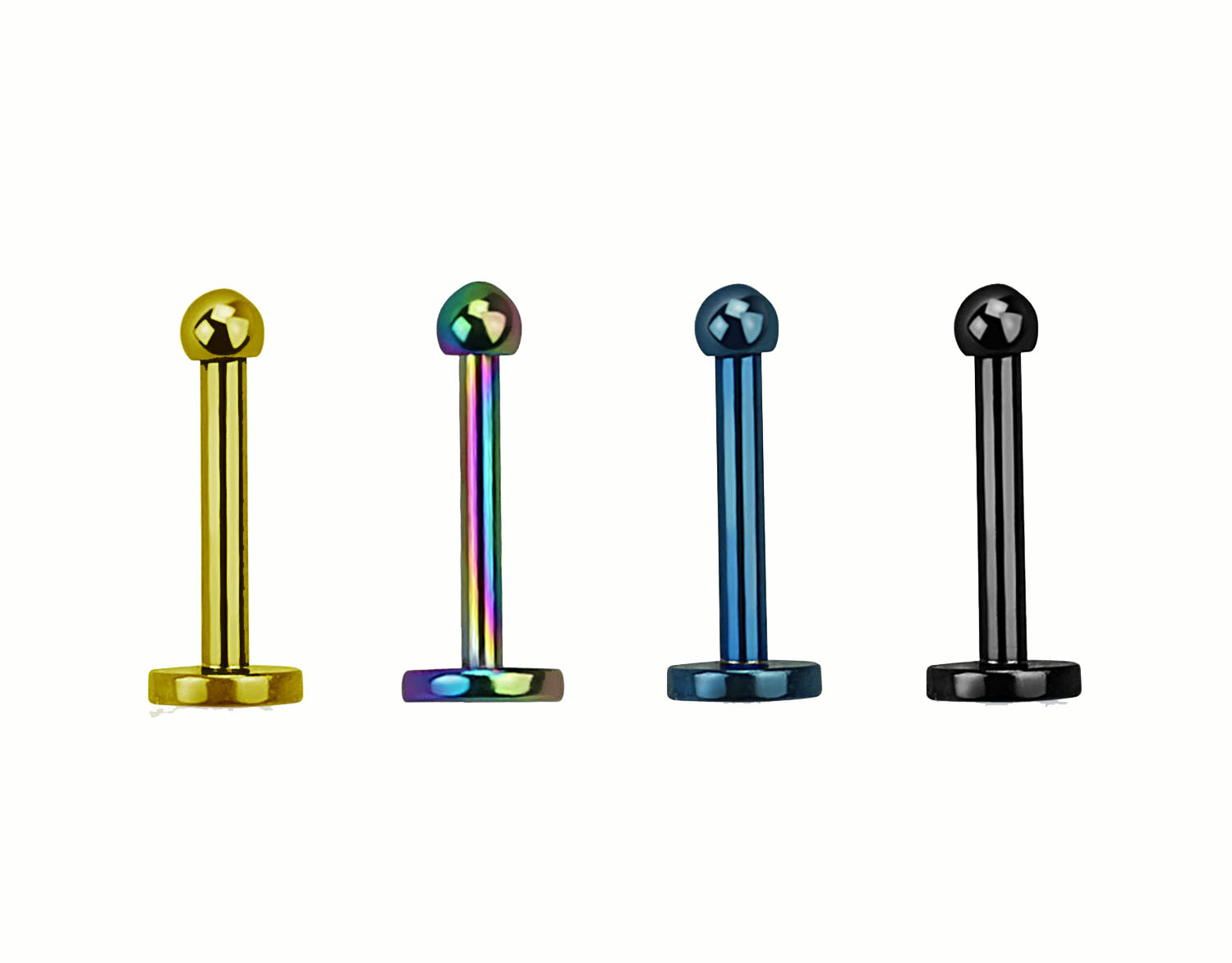 Labret Stecker farbig anodisiert mit 2mm-Kugel  Stabstärke: 1.0mm