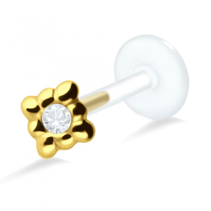 PTFE Tragus Labret Kristalldesign silber schwarz goldfarbig roségoldfarbig