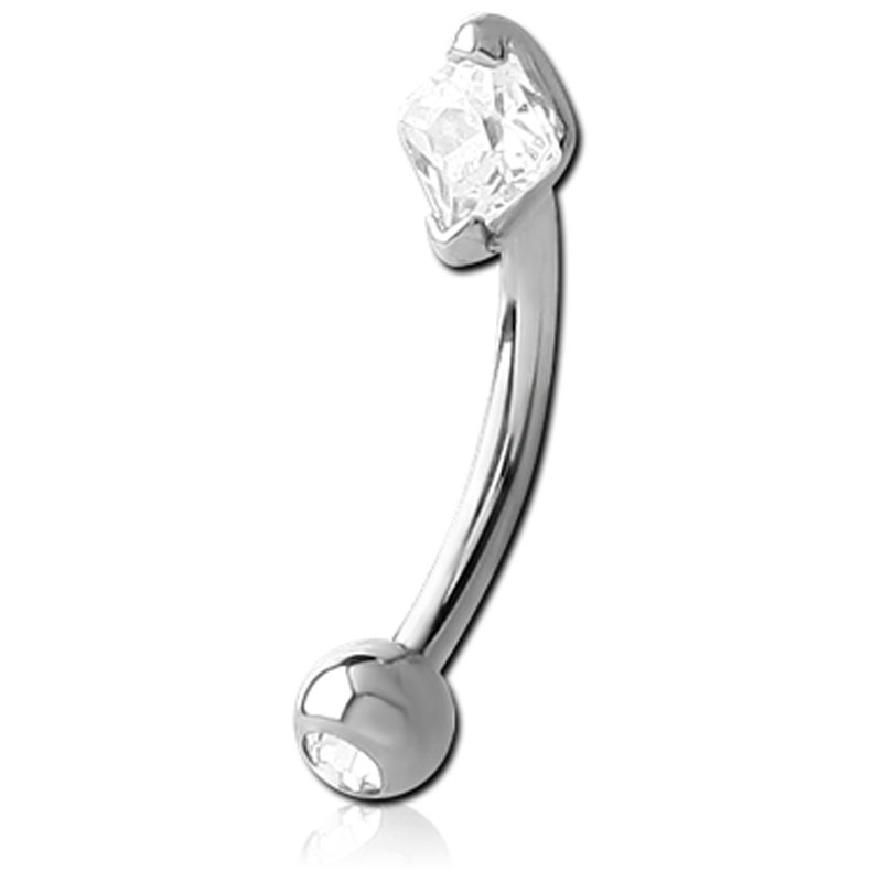 Augenbrauenpiercing Rook Piercing Chirurgenstahl Banane mit eingefasstem Kristall   1.2mm x 8mm