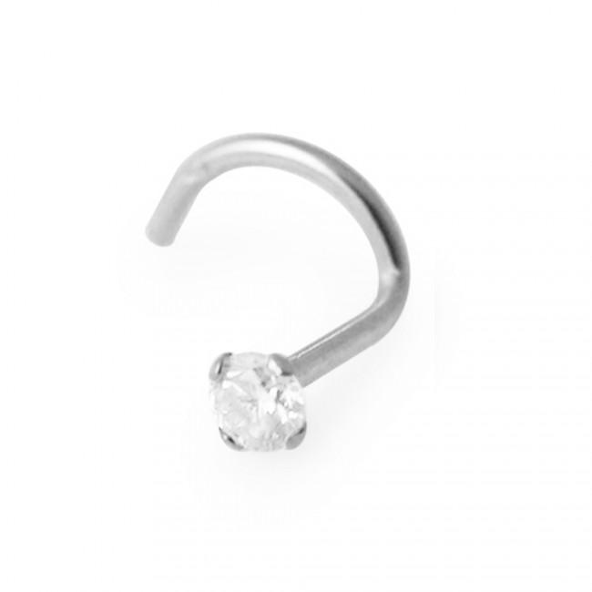 🦚 14karat Gold Nasenstecker Spirale Nasenpiercing Weissgold mit 2mm-Kristall 🦚 14karat Gold Nasenstecker Spirale Nasenpiercing Weissgold mit 2mm-Kristall