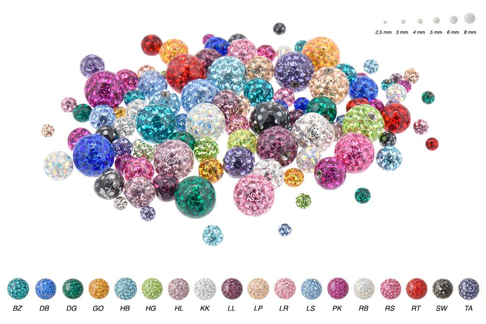 SL791 Piercing Epoxy Multikristall Schraubkugel 18 Farben 1.2mm / 1.6mm