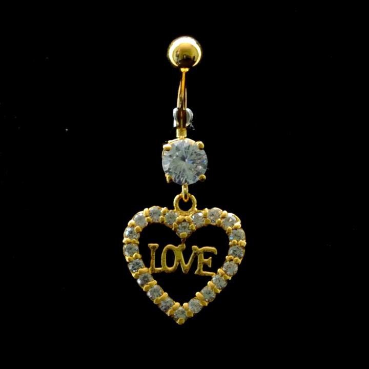 job_0028 Bauchnabelpiercing Titan 925er Silber-Motiv goldfarbig Herz Love