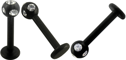 Piercing Labret Multi Kristall Kugel Tiffany Schwarz Stahl 1.2 mm Stecker