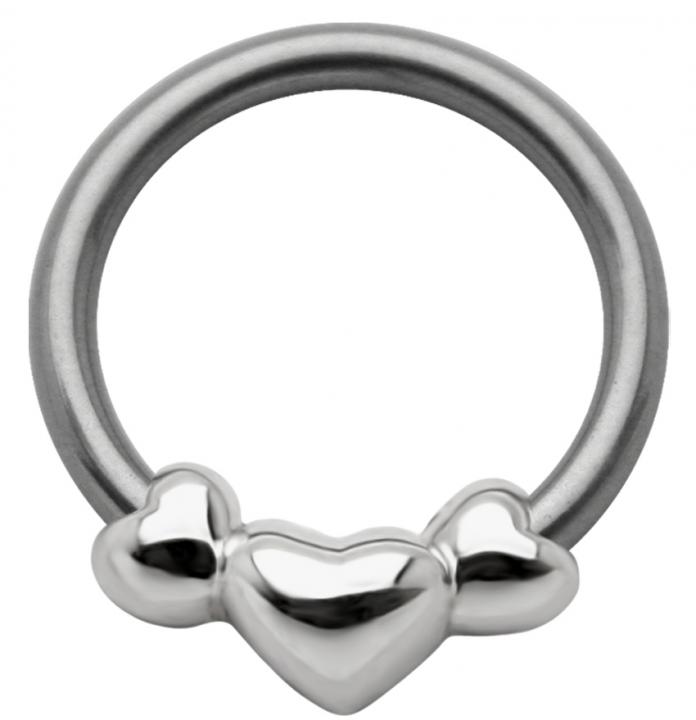 Brustwarzen BCR Ring 3 Herzen Klemmring Nippel Piercing