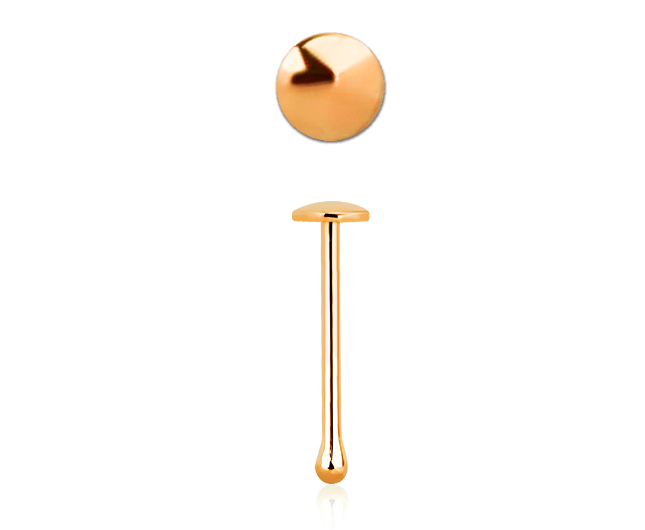 14karat Echtgold Roségold Nasenstecker Pin 2mm-Disc mit Geschenkbox