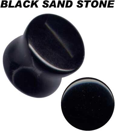 35004 Plug Ohr Piercing aus Sand Stein Schwarz Naturstein