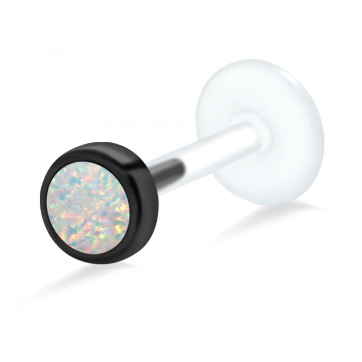 PTFE Tragus Labret mit Opal silber schwarz goldfarbig roségoldfarbig