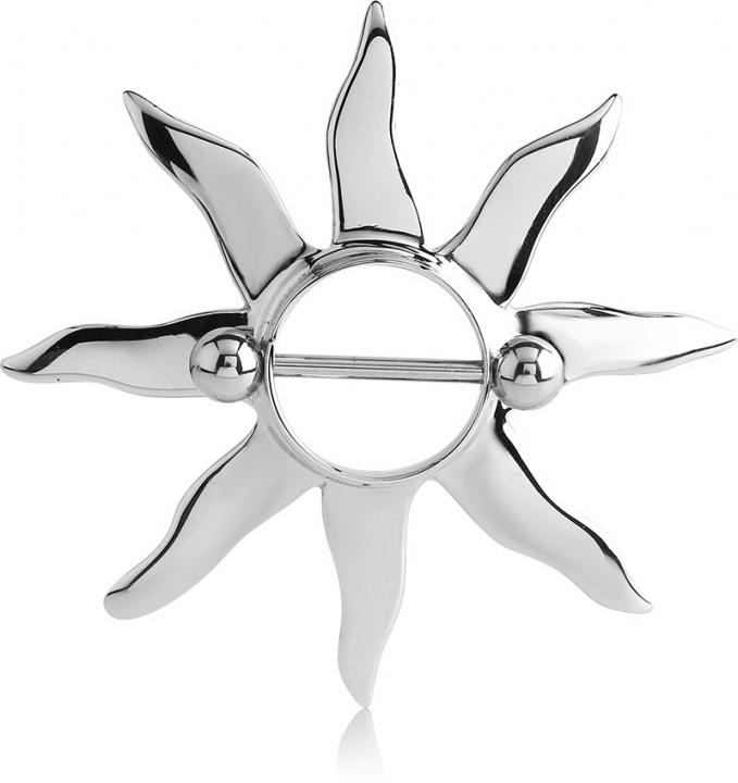 Brustwarzenpiercing Sonne Schild mit Barbell Nippel Piercing