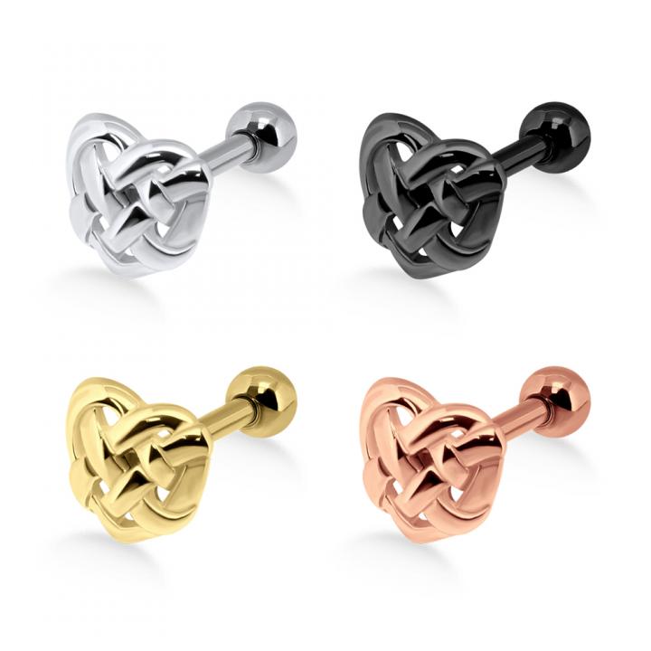 Helix Tragus Piercing Herz silberfarbig schwarz goldfarbig roségoldfarbig