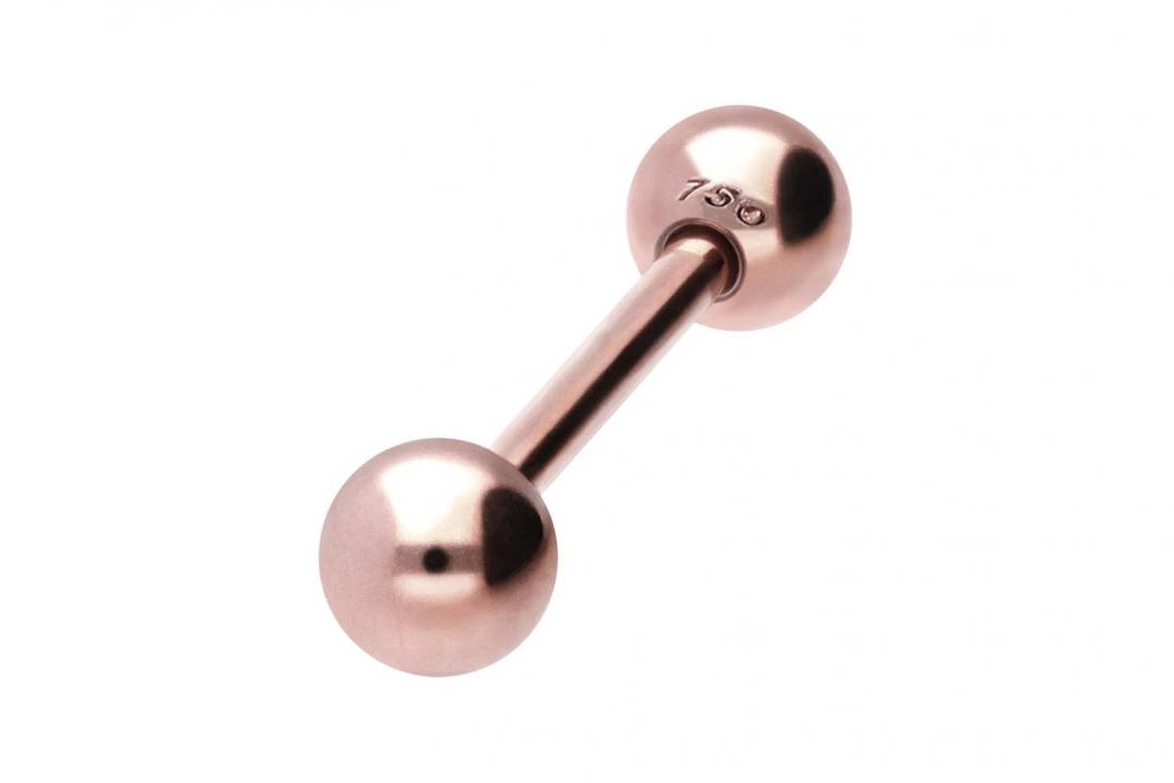 Geschenkidee: Barbell Hantel 18karat Echtgold Roségold  1.6mm x 12mm