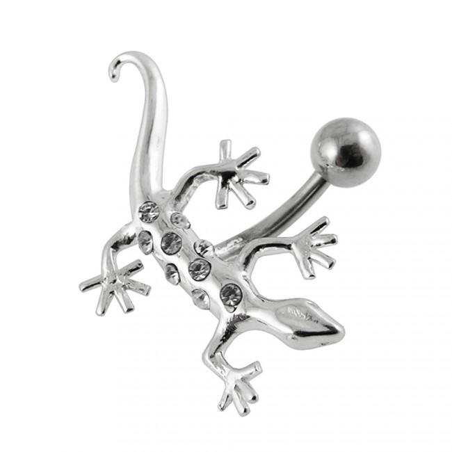 Bauchnabelpiercing Titan 925er Silber-Motiv Eidechse