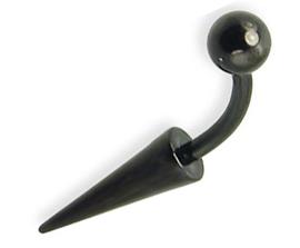 2165_6 Piercing Banane Schwarz mit Kugel + langer Spitze Stahl 1,2 / 1,6mm