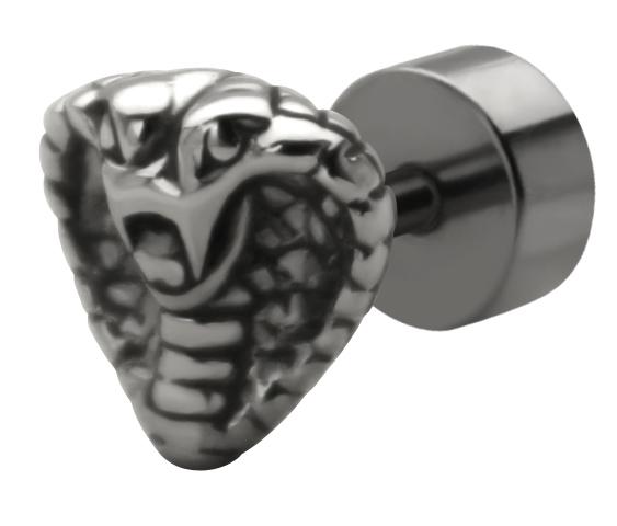 ssfp-13_kopie Stahl Piercing Kugel Kobra Motiv Verschluss 1.2mm Schraubkugel