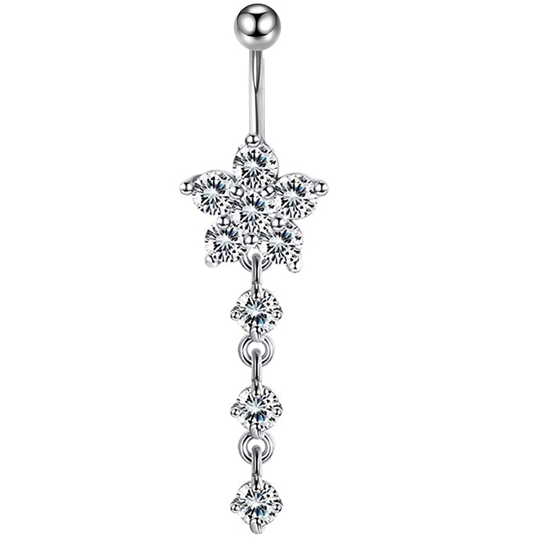 🦚 Bauchnabelpiercing Chirurgenstahl 316L Stern mit Kristallanhänger 🦚 Bauchnabelpiercing Chirurgenstahl 316L Stern mit Kristallanhänger