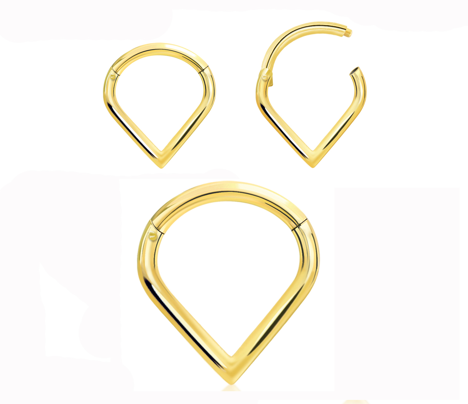 Segmentring Clicker mit Klickverschluss 18karat Gelbgold Tränenform 1.2mm Stabstärke Segmentring Clicker mit Klickverschluss 18karat Gelbgold Tränenform 1.2mm Stabstärke