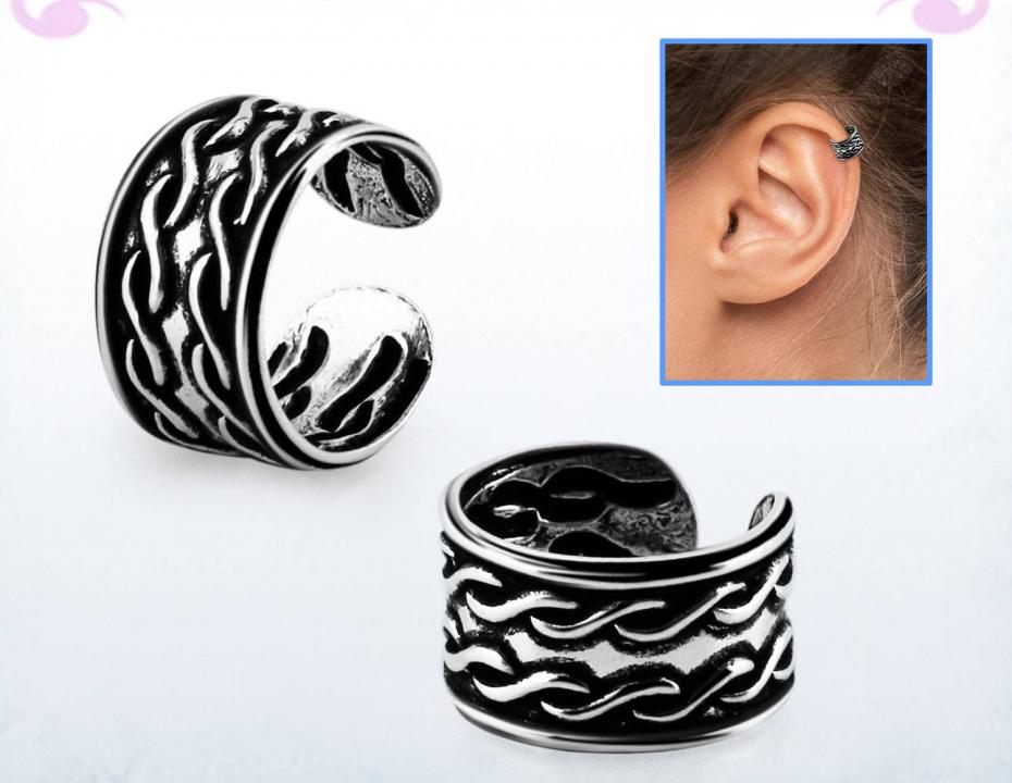 Ohrklemme Ear Cuff aus Silber mit Motiv Ketten