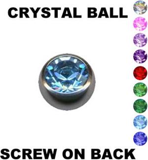 14048 Titan Piercing Swarovski Kristall Kugel 13 Farben Schraubkugel