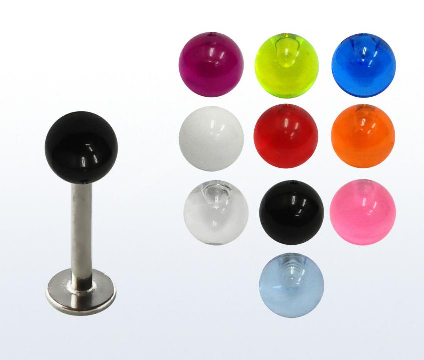 Labret Stecker Stahl oder Titan mit Acryl-Kugel