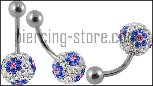 Bauchnabelpiercing Blume Multi Kristall Klar/Blau Stahl Banane