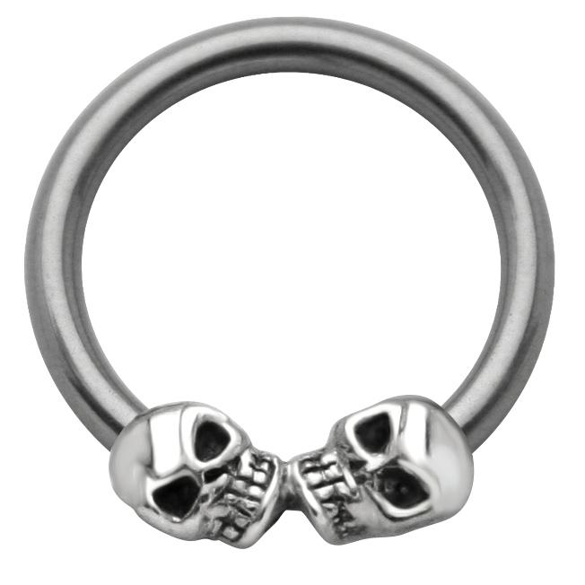 Brustwarzen BCR Ring 2 Totenköpfe Klemmring Nippel Piercing