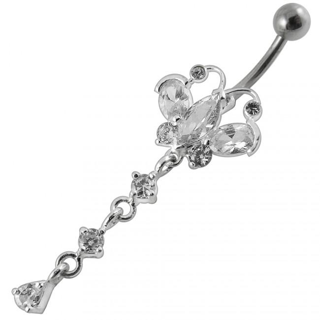 Bauchnabelpiercing Titan 925er Silber-Motiv Schmetterling