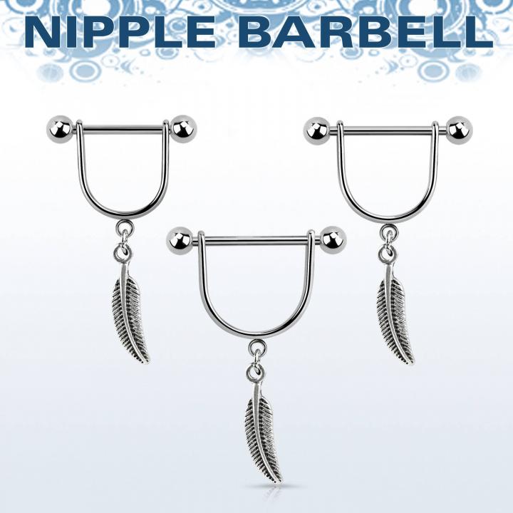 Brustwarzenpiercing Nipple Piercing Bogen Schild mit Feder