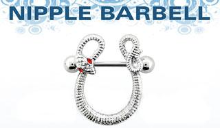 Brustwarzenpiercing Schild Schlange mit Barbell Nippel Piercing