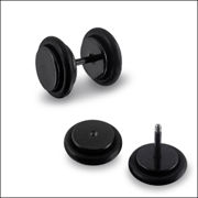 ear525 Fake Plug Schwarz Ohr Piercing Stahl Ohrstecker Gummiringe