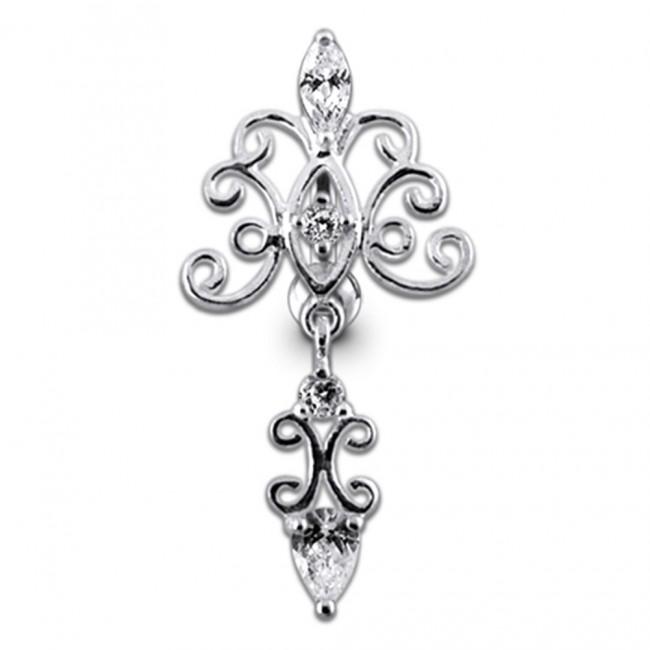 pbm1069cl Bauchnabelpiercing Titan 925er Silber-Motiv Tribal