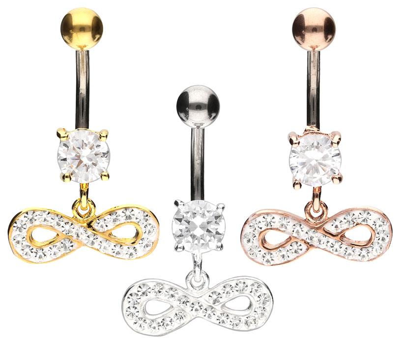 Bauchnabelpiercing Titan 925er Silber-Motiv Unendlichkeit silberfarbig goldfarbig roségoldfarbig