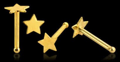 Nasenstecker Pin Stern 14k Gelbgold Nasenpiercing gerade