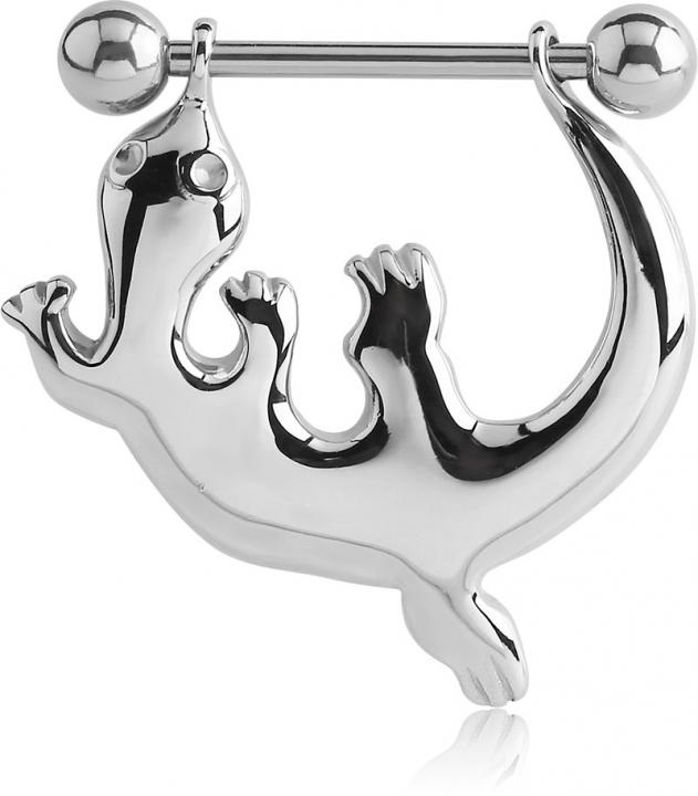 Brustwarzenpiercing Eidechse Gecko Schild mit Barbell Nippel