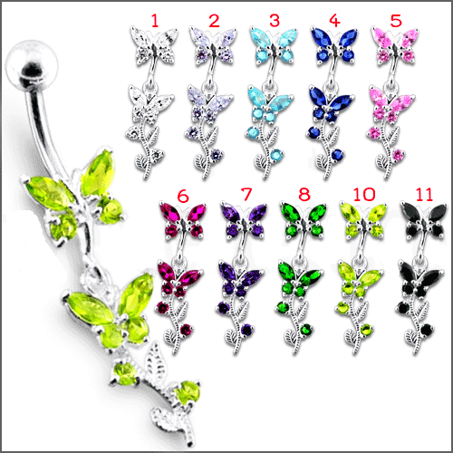 Bauchnabelpiercing Schmetterlingsblume Anhänger Silber 925