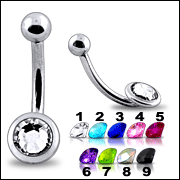 ban414a Augenbrauen Piercing Banane Stahl mit 5mm-Kristall 9 Farben