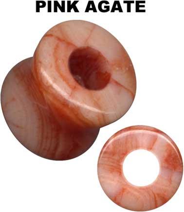 35030 Flesh Tunnel Double Flared Pink Achat Stein Ohrpiercing
